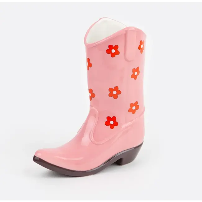 DOIY - Vase Rodeo Cowboy Boot - pink - ceramic