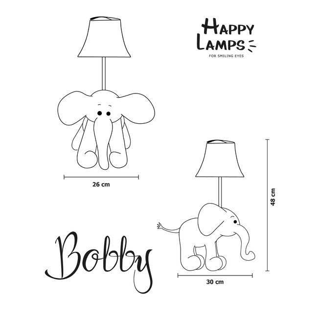 Happy Lamps - Bobby, the friendly elephant - handmade mood lamp