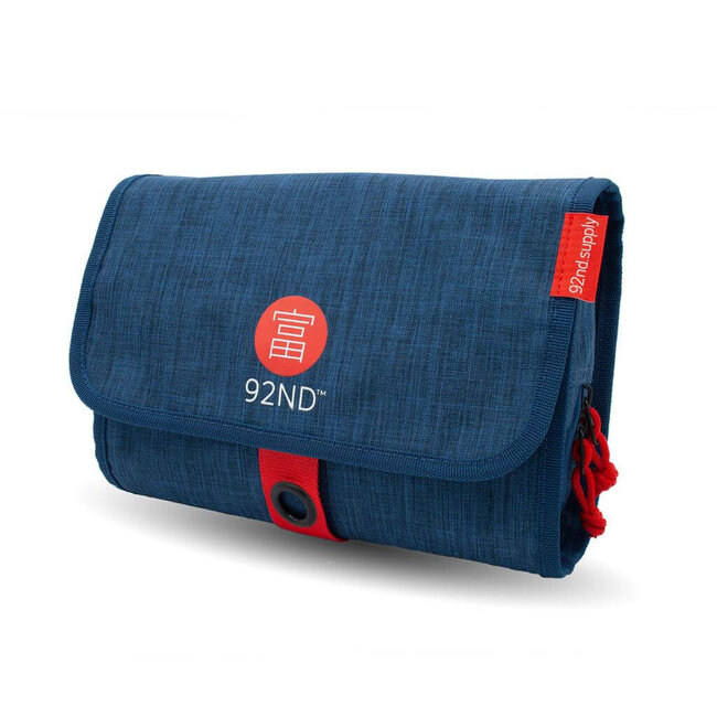 92ND - Toiletry Bag Washroll Blue - roll out & hang up - unisex