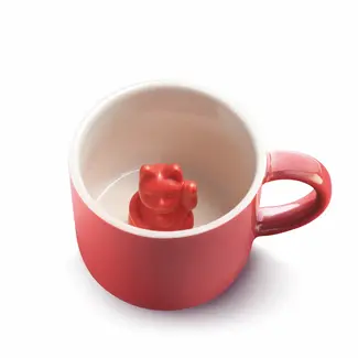 Donkey Mug Lucky Cat Maneki-Neko - red