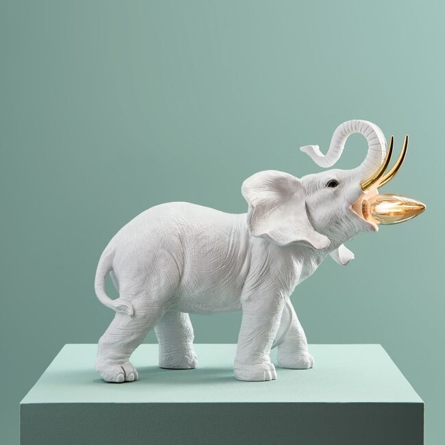 Werner Voß Werns - Tischlampe - Tierlampe Elefant Dumbo - weiß/gold