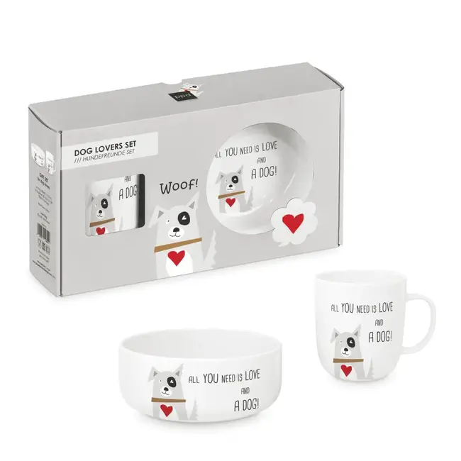 ppd - Beker & Kommetje All You Need Is Love And A Dog - Dog Lovers Set