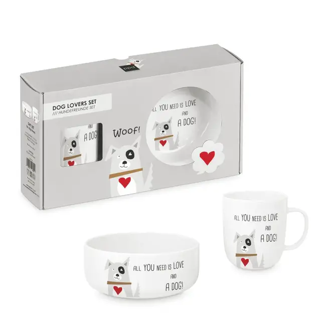 ppd – Tasse und Schüssel All You Need Is Love And A Dog – Hundeliebhaber-Set