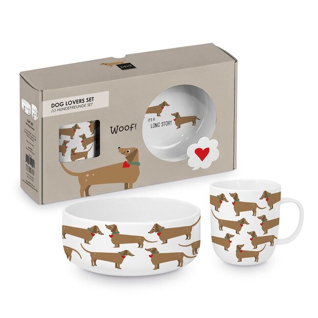 ppd Cup & Bowl Long Story Dog Set