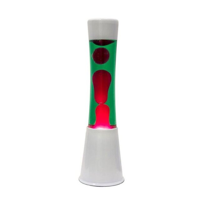 Fisura -  Lampe à Lave  - verte avec lave rouge - base blanche