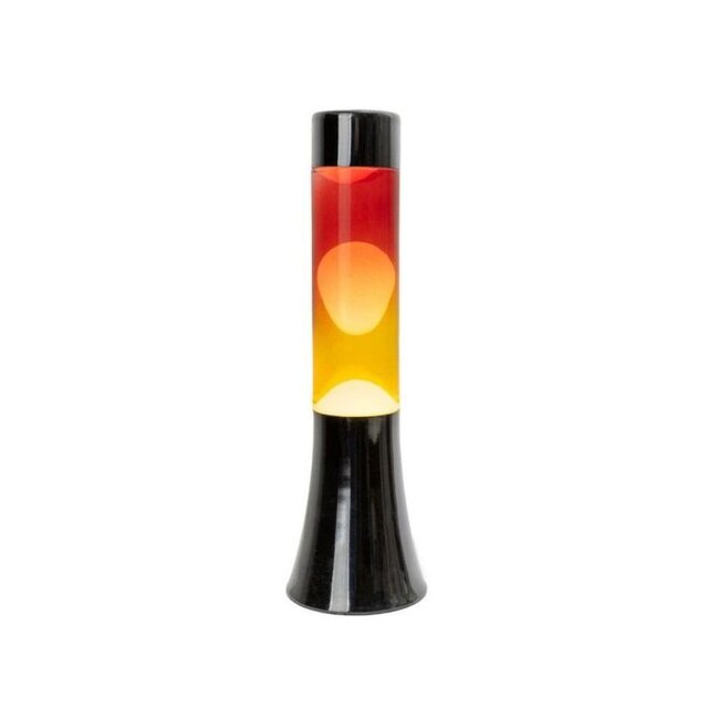 Fisura - Mini Lava Lamp - geel met rode lava - zwarte voet