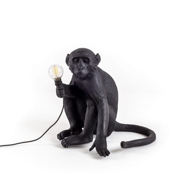 Seletti - The Monkey Lamp - La Lampe Singe - assis - noir - résistant à l'extérieur