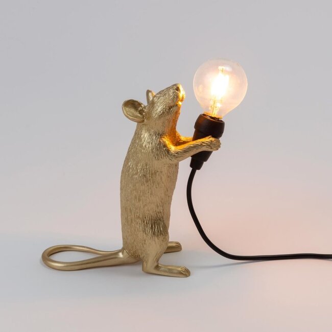 Seletti - Mouse Lamp Step - standing mouse - gold