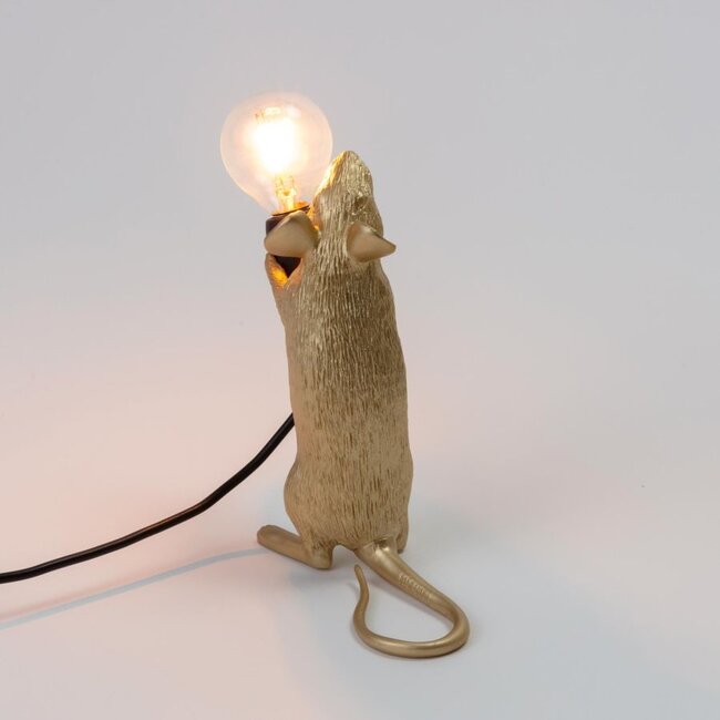 Seletti - Mouse Lamp Step - standing mouse - gold