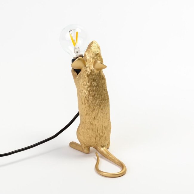 Seletti - Mouse Lamp Step - standing mouse - gold