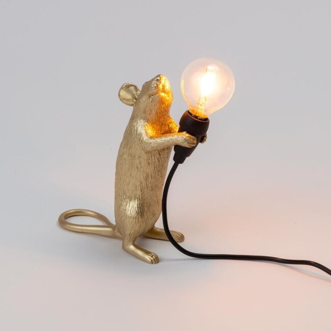 Seletti - Lampe Souris Step - souris debout - doré
