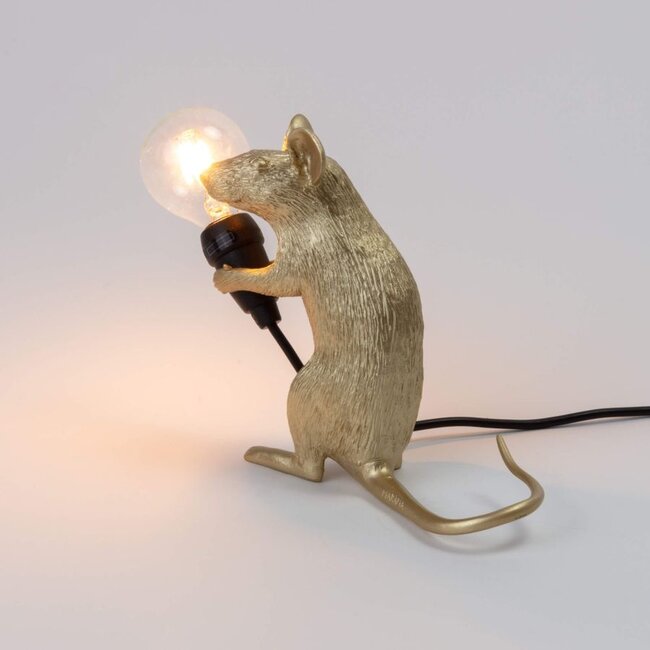 Seletti - Lampe Souris Mac - souris assise - doré