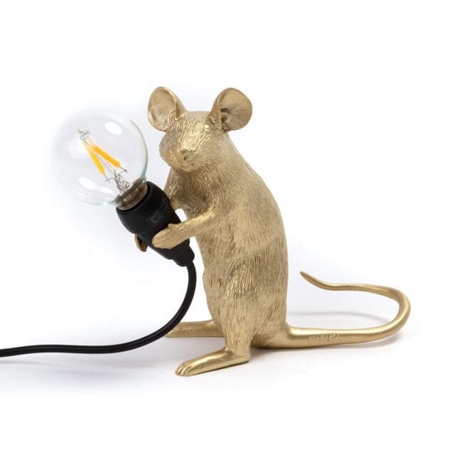 Seletti - Muislamp Mac - zittend muisje - goud