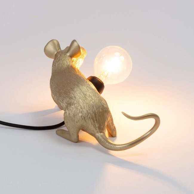 Seletti - Lampe Souris Lop - souris couchée - doré
