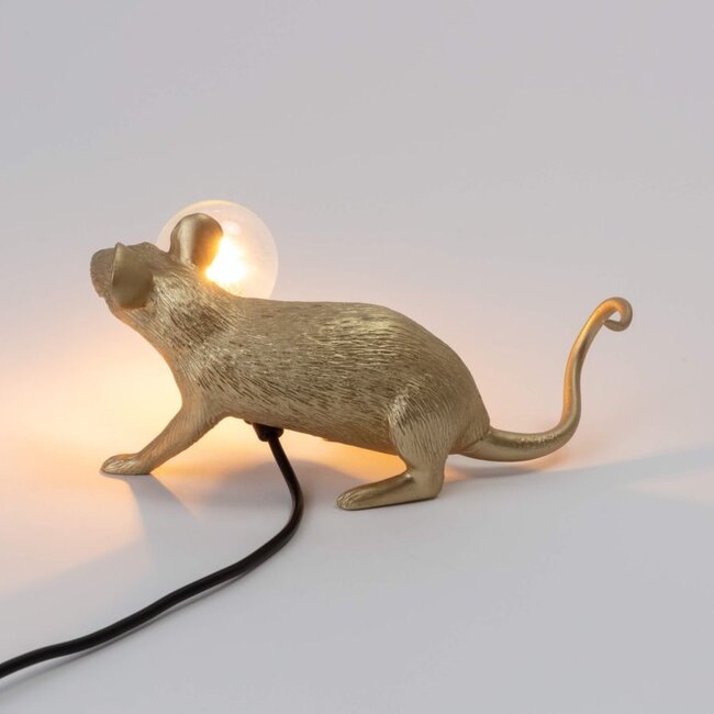 Seletti - Lampe Souris Lop - souris couchée - doré