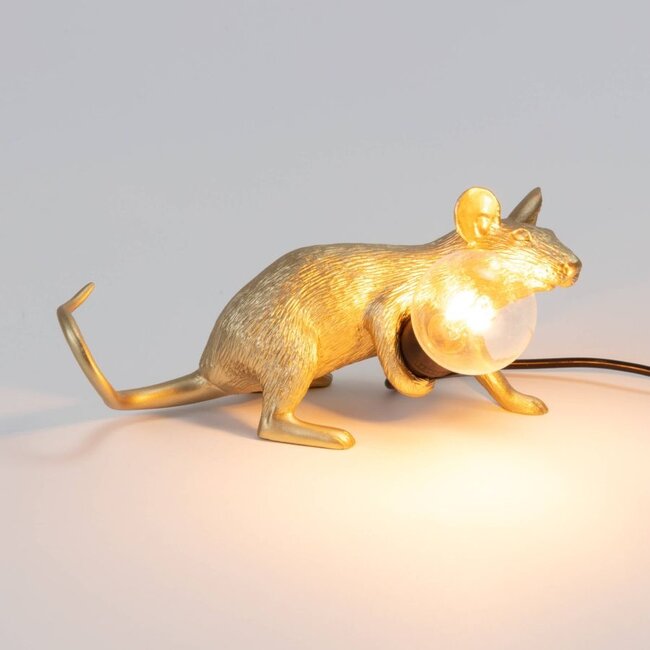 Seletti - Lampe Souris Lop - souris couchée - doré