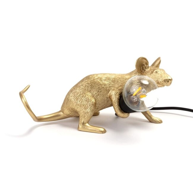 Seletti - Mauslampe Lop - hinlegende Maus - gold