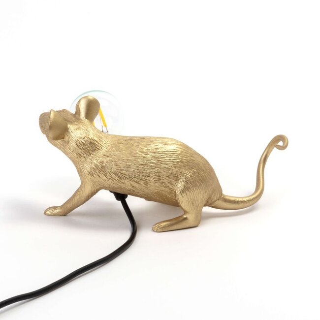 Seletti - Mauslampe Lop - hinlegende Maus - gold