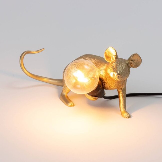 Seletti - Mouse Lamp Lop - lying down mouse - gold
