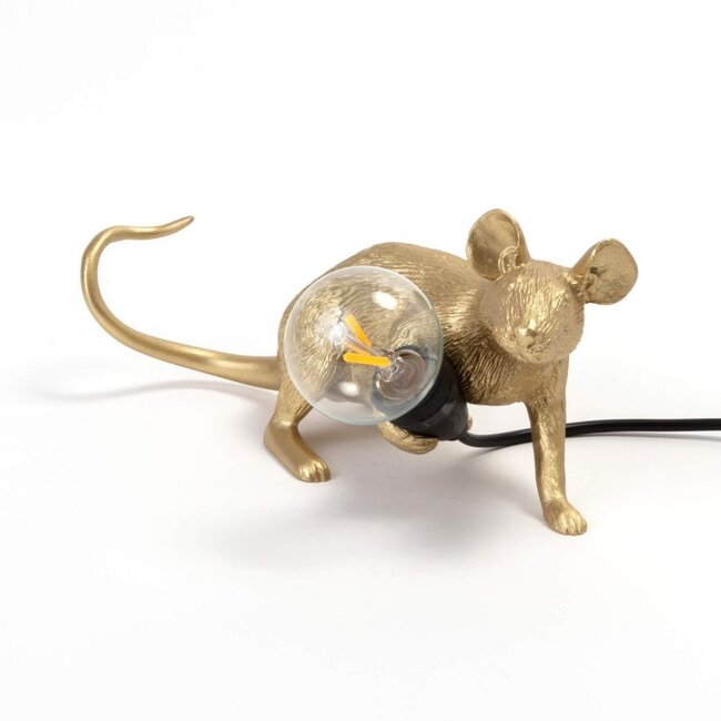 Seletti - Muislamp Lop - liggend muisje - goud