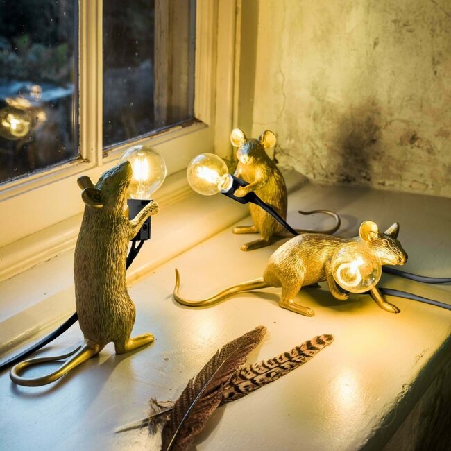Seletti - Mauslampe Mac - sitzende Maus - gold