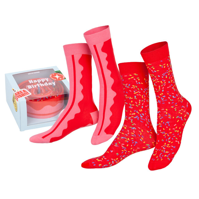 Eat My Socks - Chaussettes Happy Birthday - gâteau d'anniversaire  - 2 paires
