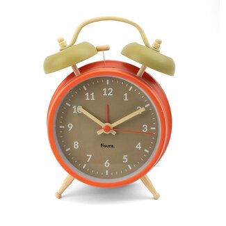 Fisura Retro Alarm Clock with Hammer Bell - beige/orange