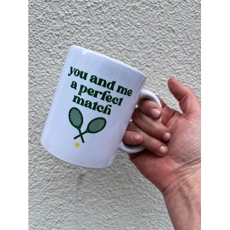 Urban Merch Mug Tennis 'you and me, a perfect match'