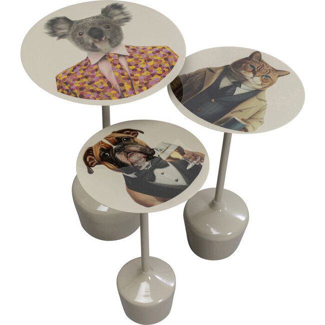 Kare Design - Bijzettafeltjes Business Dieren Kat, Hond, Koala - set van 3
