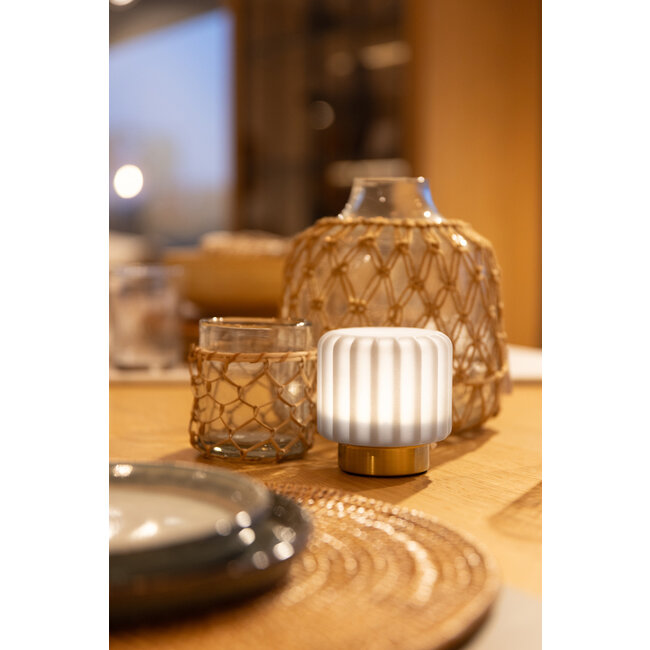 Atelier Pierre - Table lamp - Mood Light Dentelles 9 Blueberry - gold base - set of 3 - rechargeable - dimmable