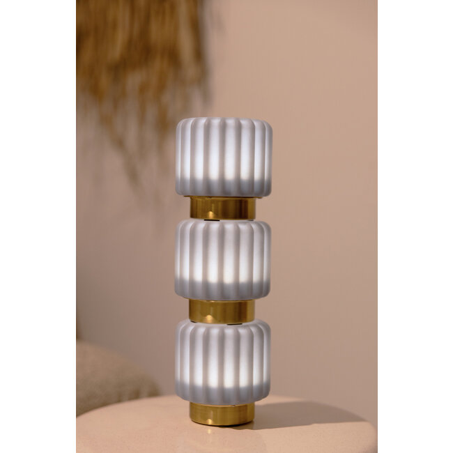 Atelier Pierre - Lampe de Table Dentelles 9 Blueberry - base doré - lot de 3 - rechargeable - dimmable