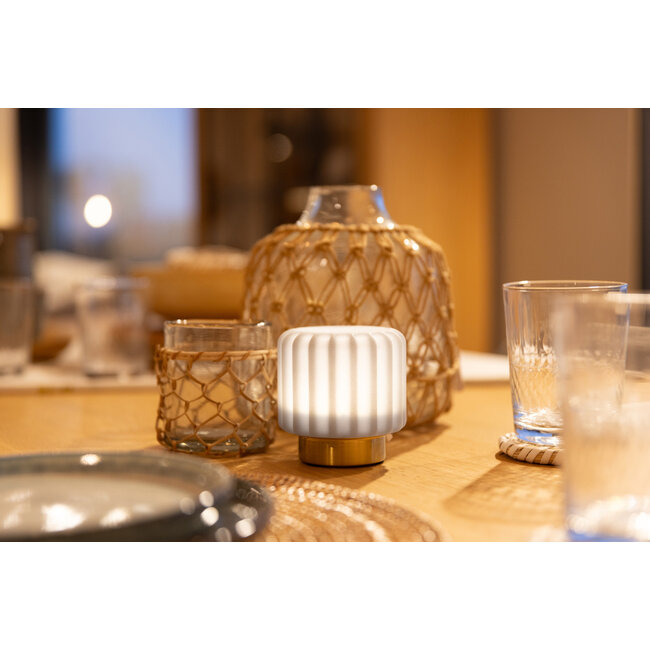 Atelier Pierre - Lampe de Table Dentelles 9 Blueberry - base doré - lot de 3 - rechargeable - dimmable