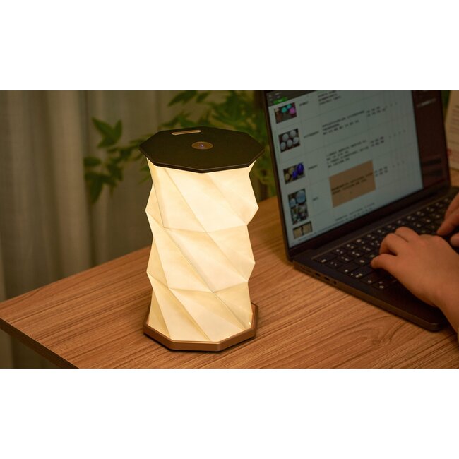 Gingko - Lampe Twist Hexagon - noyer