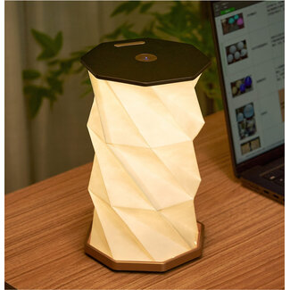 Gingko Lampe Twist Hexagon - noyer