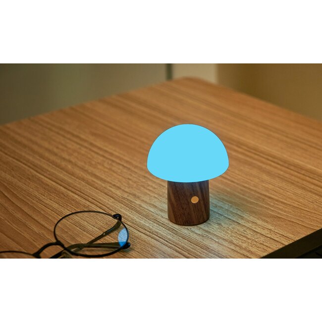 Gingko - Super Mini Lampe Champignon Alice - noyer - changement de couleur - rechargeable