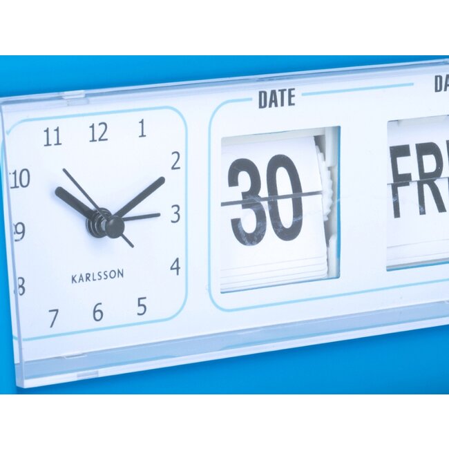 Karlsson - Réveil & Calendrier Data Flip - bleu