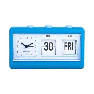 Karlsson Wecker & Kalender Data Flip – blau