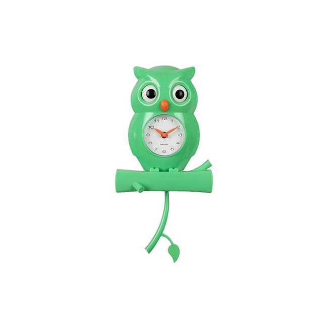 Karlsson - Horloge Murale Pendule Hibou - vert