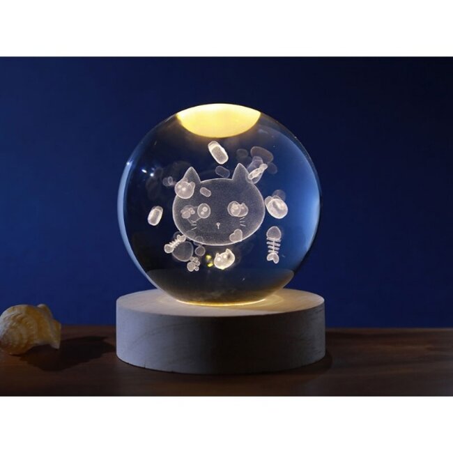 i-total - Lampe d'ambiance - Veilleuse Chat dans Boule de Verre