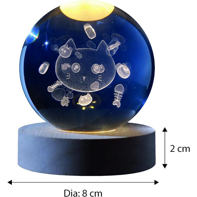 i-total - Lampe d'ambiance - Veilleuse Chat dans Boule de Verre