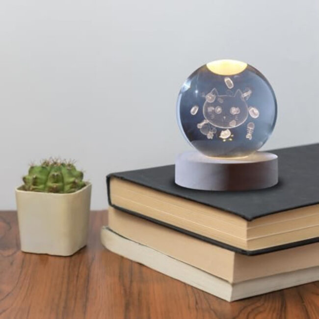 i-total - Mood Light - Night Light Cat in Glass Ball