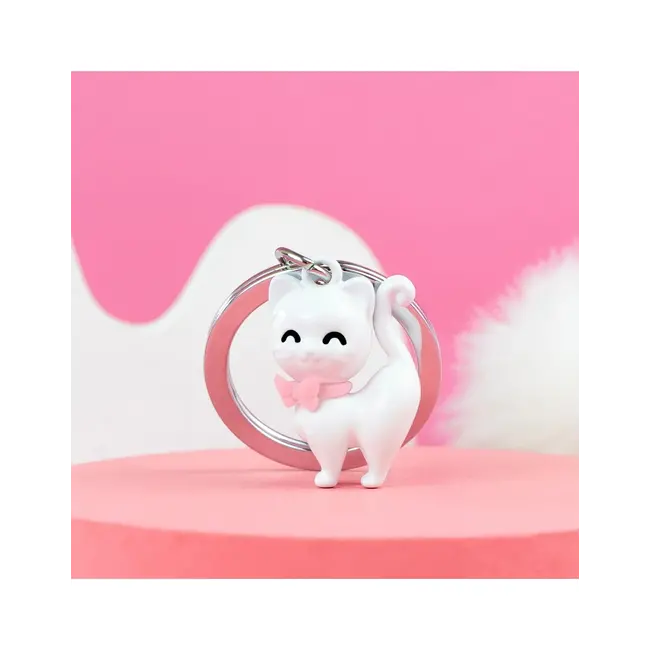 Metalmorphose Keyring - Key Fob - White Cat