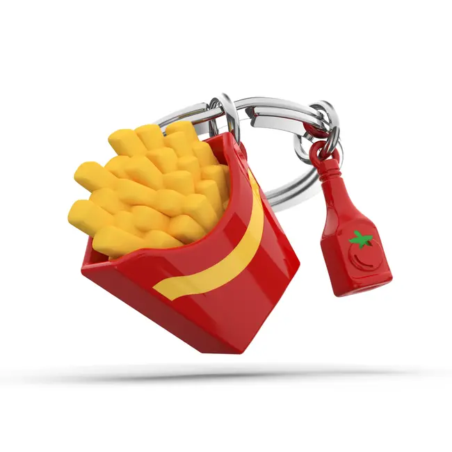 Metalmorphose Schlüsselanhänger - Pommes Frites und Ketchup
