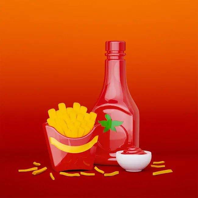 Metalmorphose - Keyring - Key Fob French Fries and Ketchup