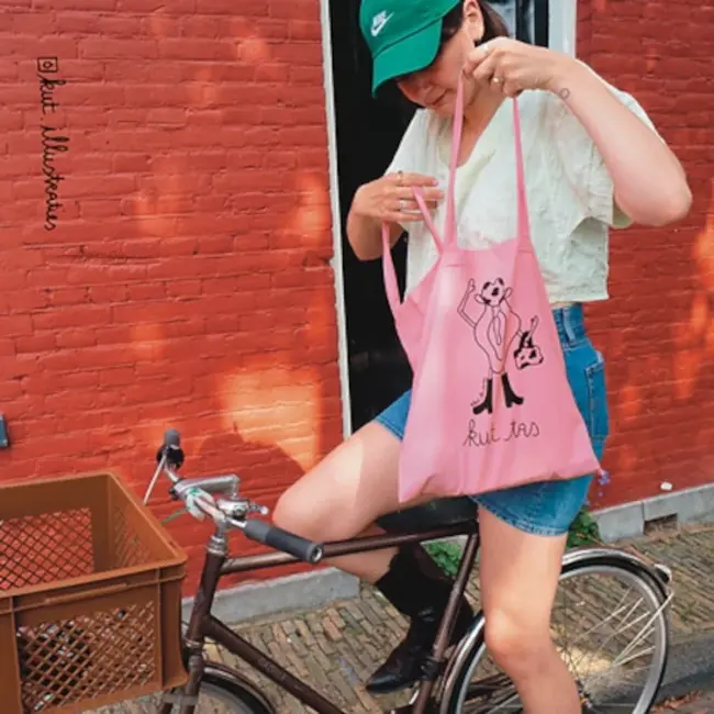 KUT.illustraties - Tote Bag - Draagtas Kut Tas - roze