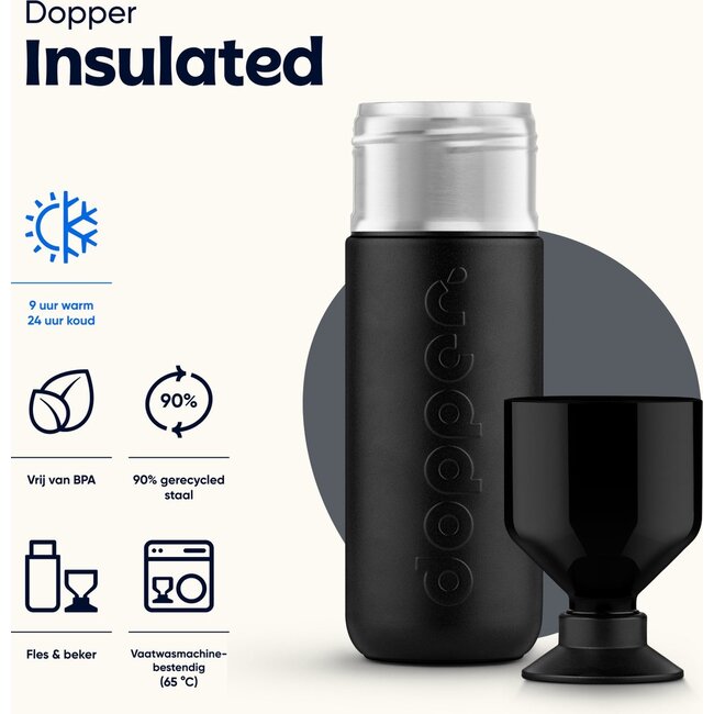 Dopper Insulated 1 litre Thermos - blazing black