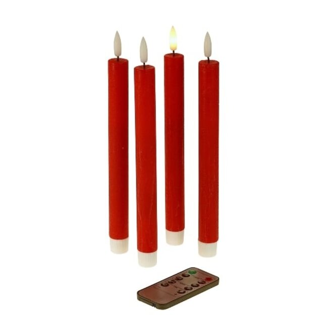 Werner Voß - LED Candles - set of 4 - red - dimmable - with remote control
