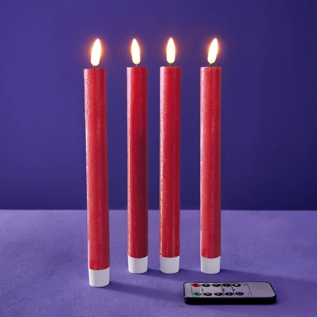 Werner Voß - LED Candles - set of 4 - red - dimmable - with remote control