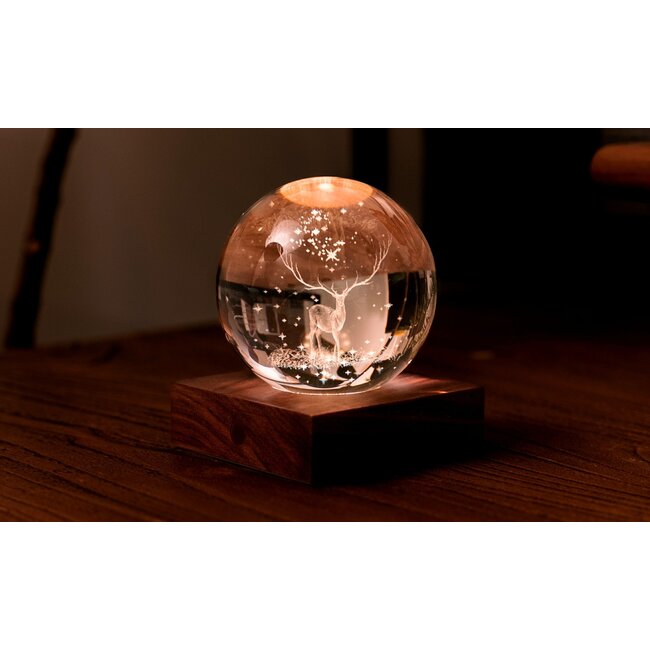Gingko - Amber Crystal Ball Night Light - Stag