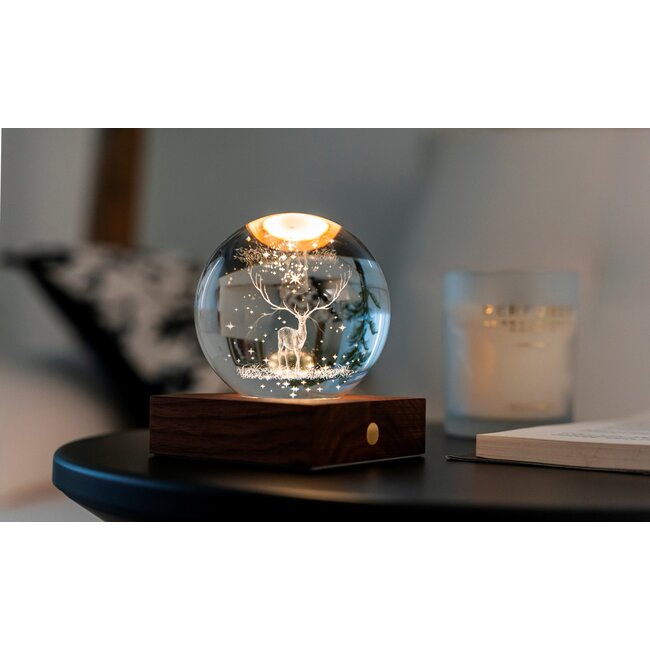 Gingko - Amber Crystal Ball Night Light -  Hert
